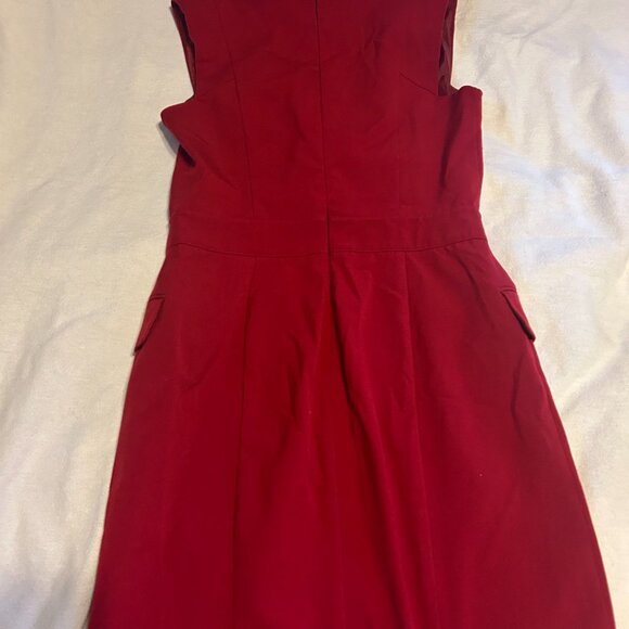 Red work dress with gold tone buttons - Picture 2 of 2